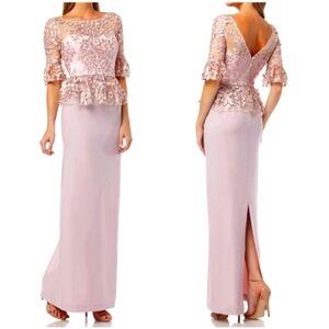 Js Collections Dresses Js Collections 3d Leaf Embroidery Illusion Neck
